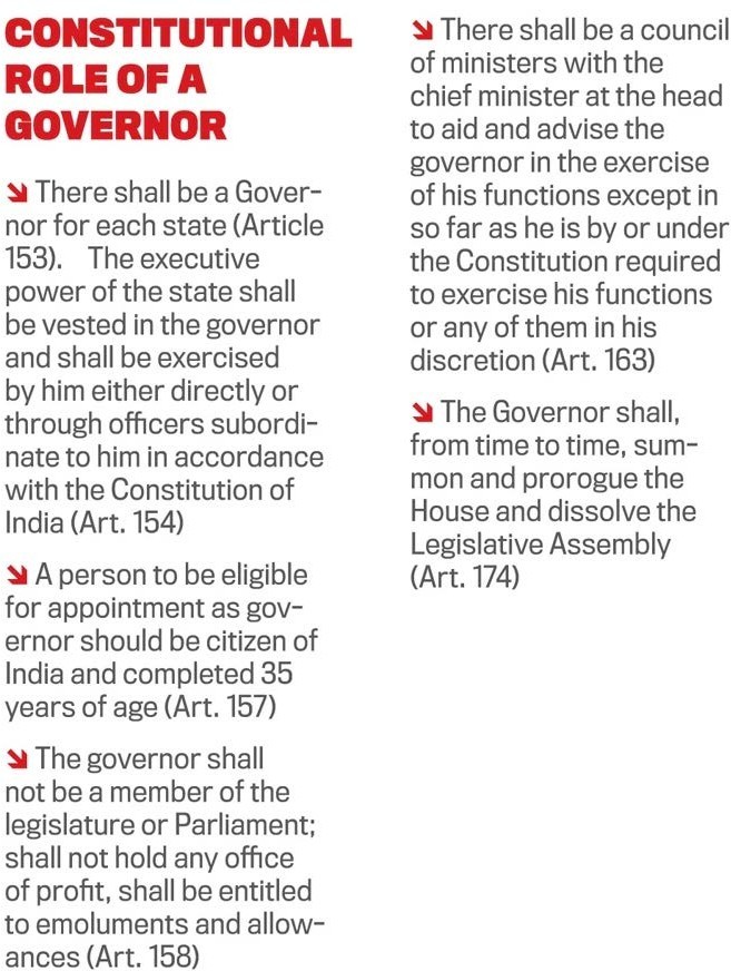 Mention the role and powers of the Governor